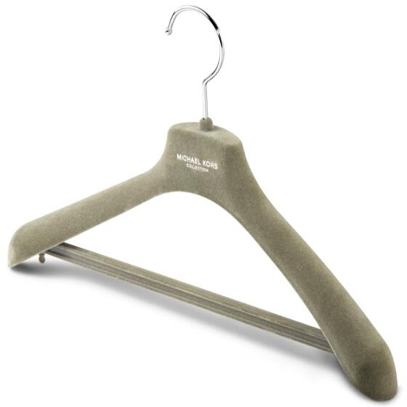 Velvet/Flocked Plastic Hanger with Bar for Shirt