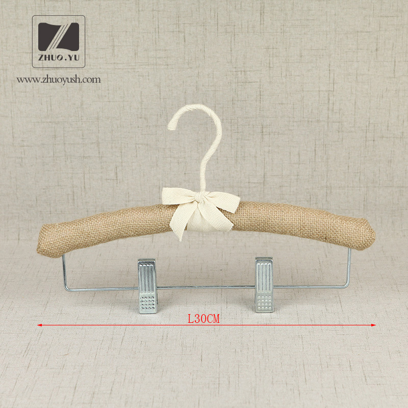 Linen / Satin Padded Coat Hanger with Metal Clips / Clothing Hangers