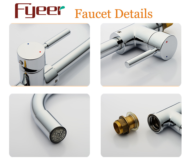 Fyeer Cheap Brass Chrome Plated LED Kitchen Faucet
