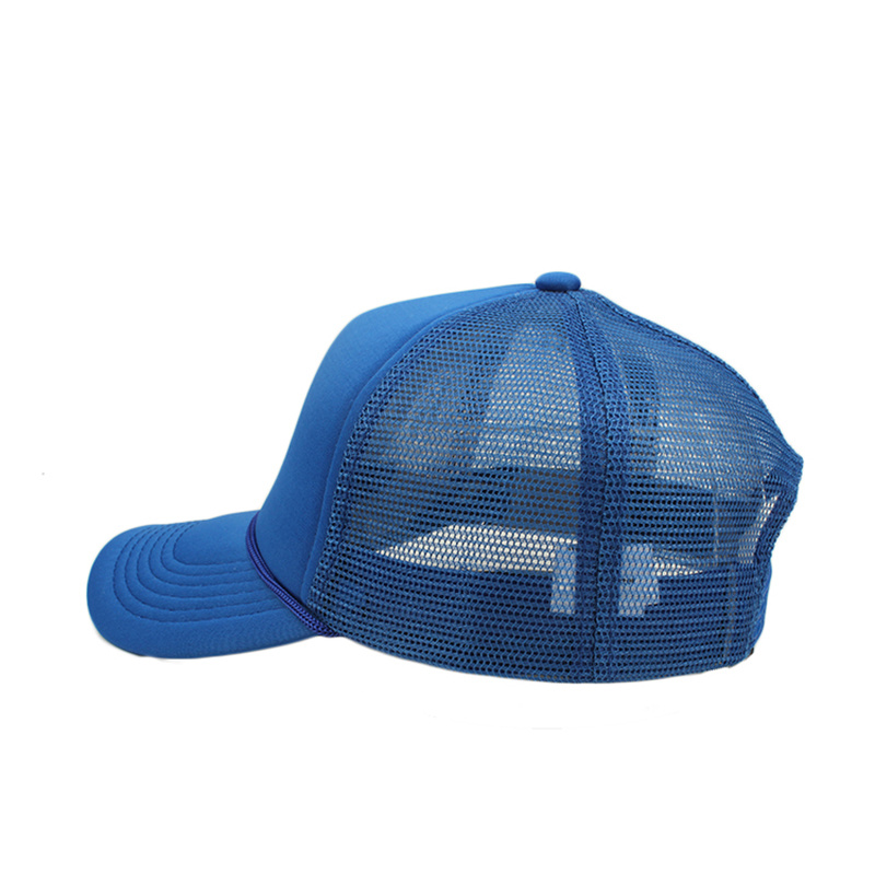 Dark Blue Foam Mesh Polyester Rope Trucker Hats Blank Custom