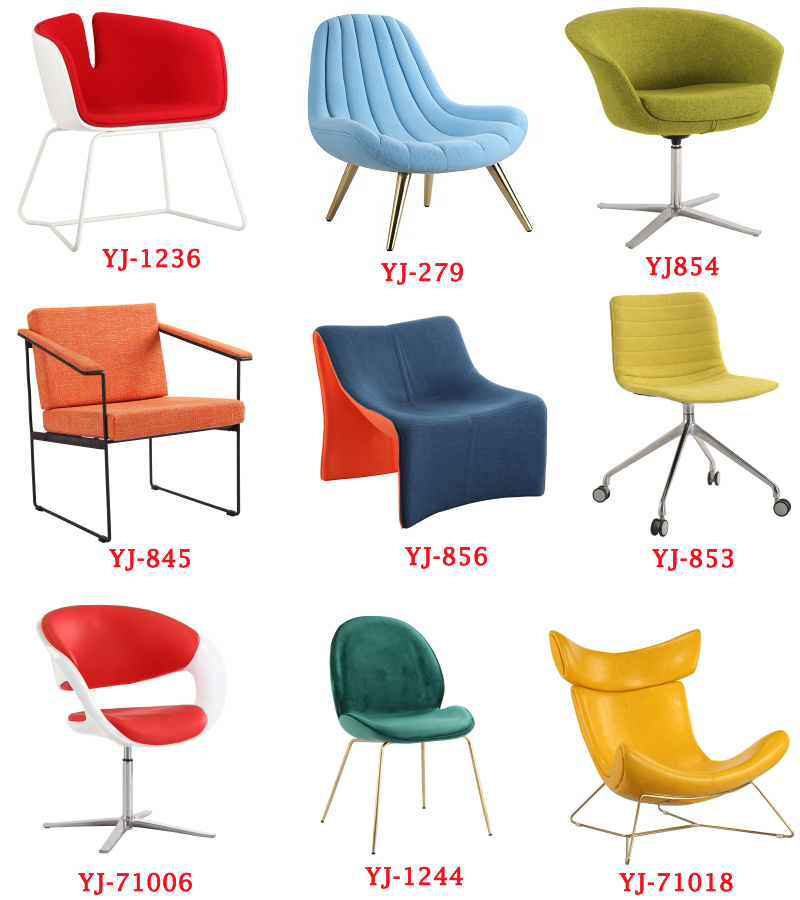 Fabric New Style Simple Iron Legs Living Room Fiberglass Leisure Chair-Yj1210
