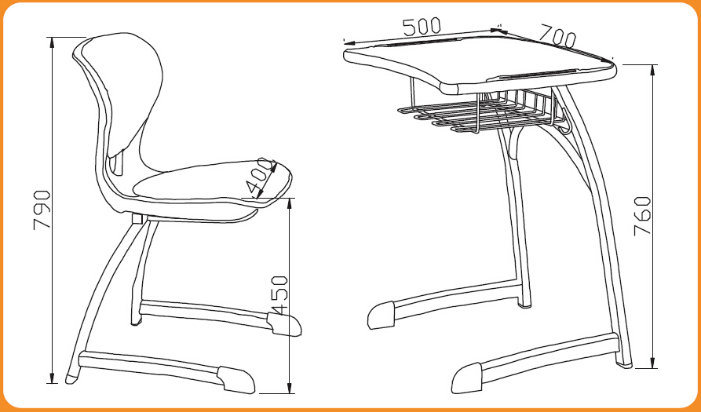 School Plastic Chair and MDF Melamine Desk for Kids