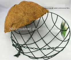 Powder Coated Steel Hanging Basket with Coconut Fabric for Flower