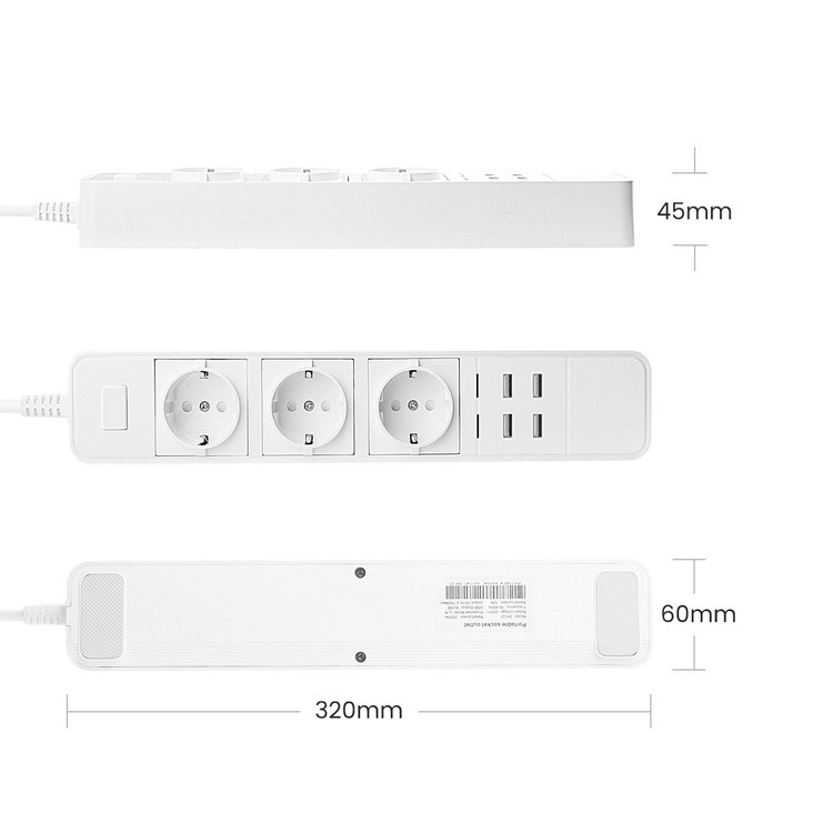 Smart Power Stripm with 4 USB Ports and 3 Outlets