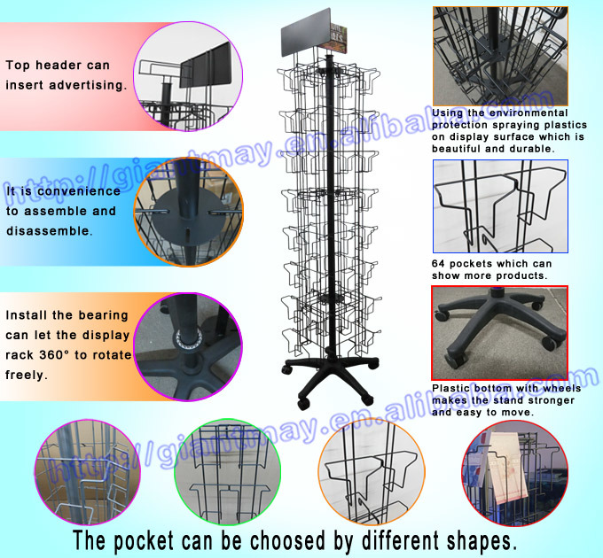 Rotating Metal Wire Display Rack for Greeting Cards