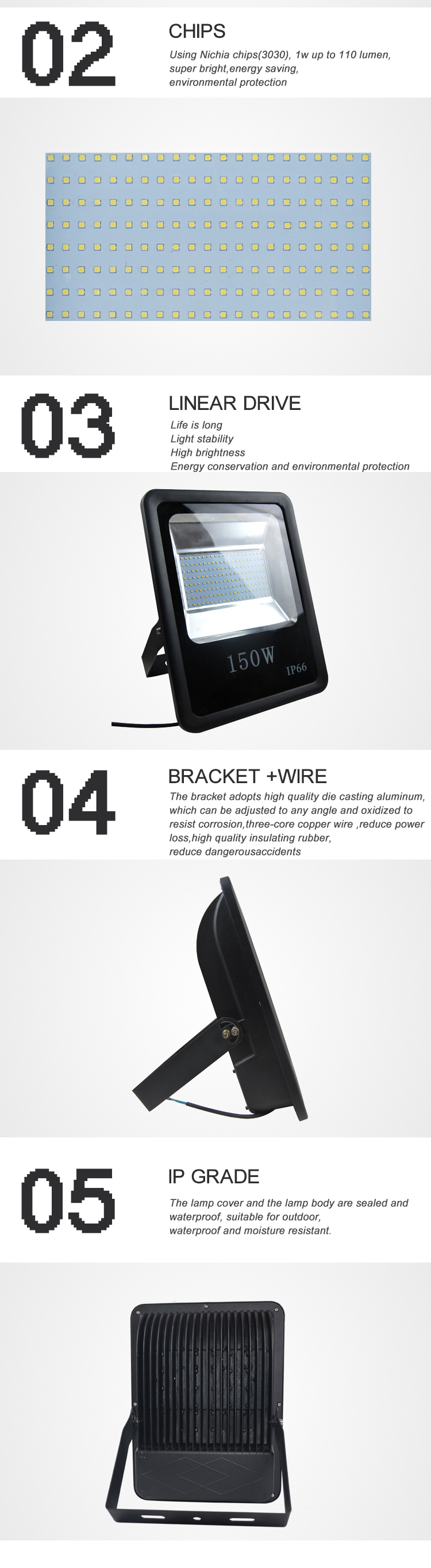 Spot Lights Square Outdoor 50W/100W/150W/200W LED Flood Light LED