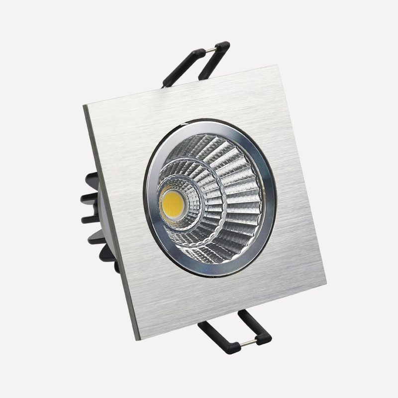 Sliver Brushed Square Recessed Dimmable COB LED Downlight 7W