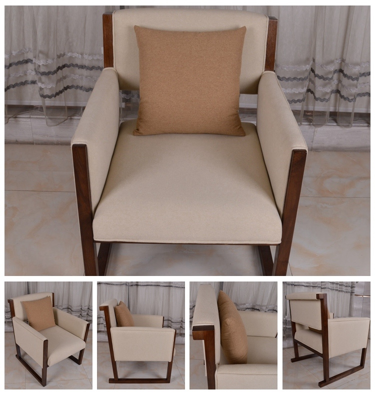 Oak Wood Living Room Lounge Armchair Accent Chair for Hotel Cafe