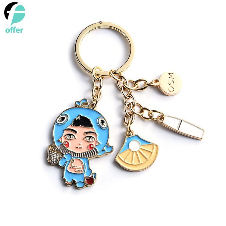 Custom Zinc Alloy Cartoon Phone Man Car Pistol Keychain