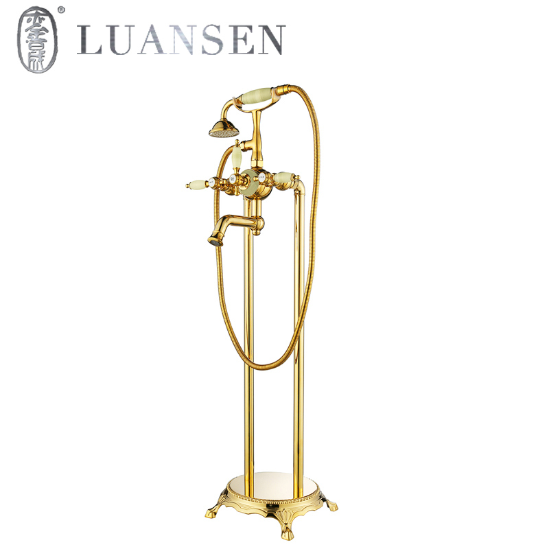 Cupc Watermark Double Handle Brass Floor Stand Shower Water Faucet