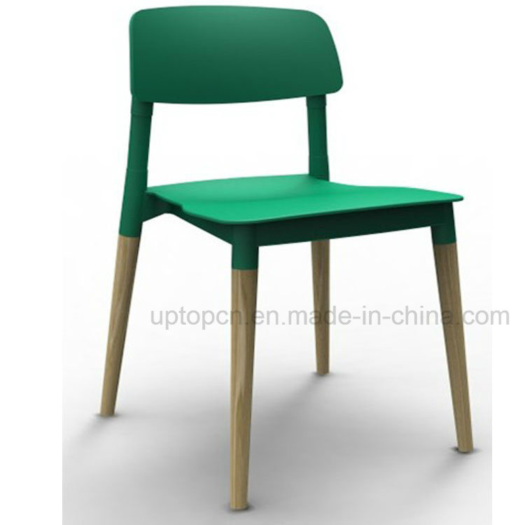 (SP-UC018) Restaurant Used Wood Leg Backrest Plastic Dining Chair