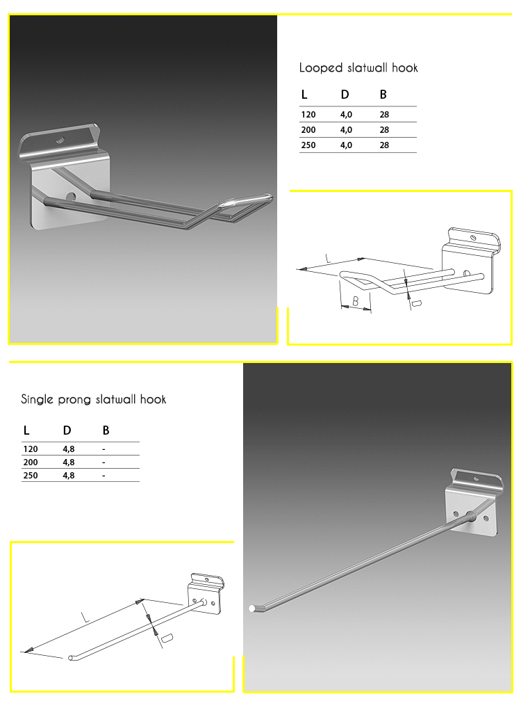 Single Prong Metal Display Pegboard Hook