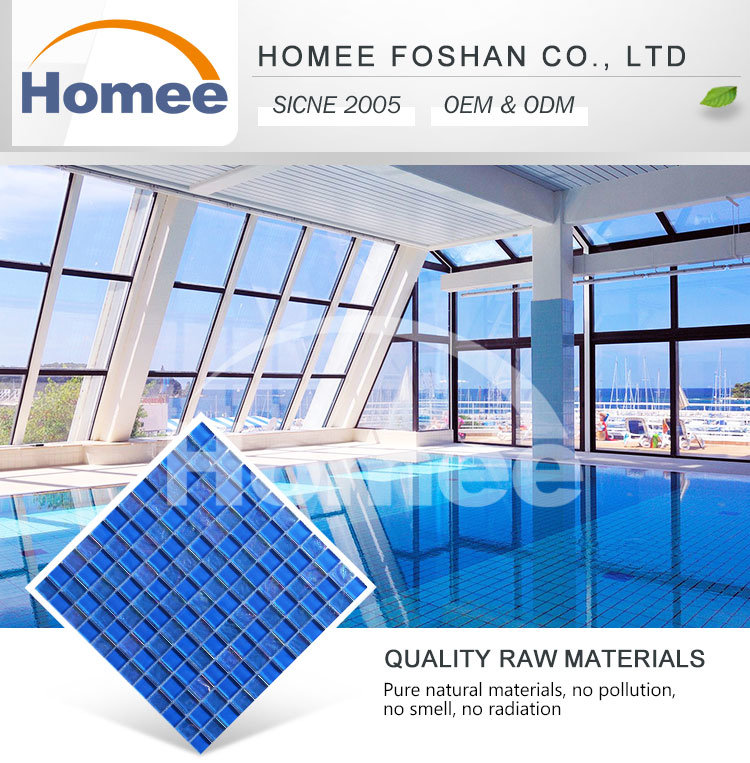 Malaysia Mix Blue Color Swimming Pool Crystal Glass Mosaic