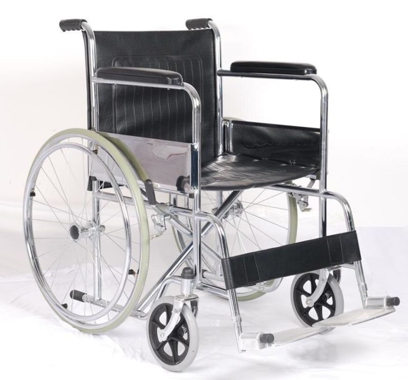 Economic Steel Folding Wheelchair with Chromed Frame