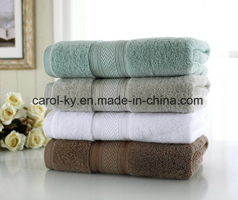 Cotton Luxury Long Pile Dobby Border Bath Towel