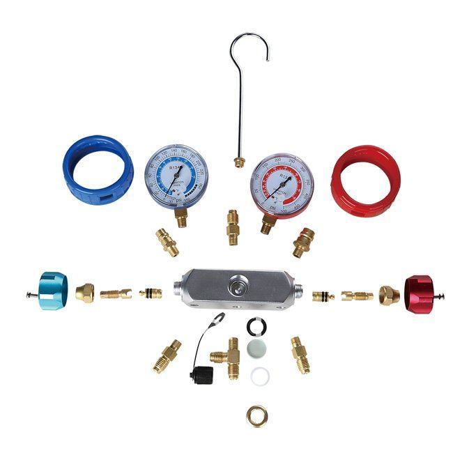 Customlized 2-Valve Manifold Refrigerant Pressure Gauge Set for R134A, R410A Pr1010