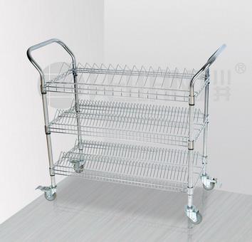 3 Tiers Chrome Metal Wire Storage Shelf SMT Utility Cart Trolley with Upper Handle