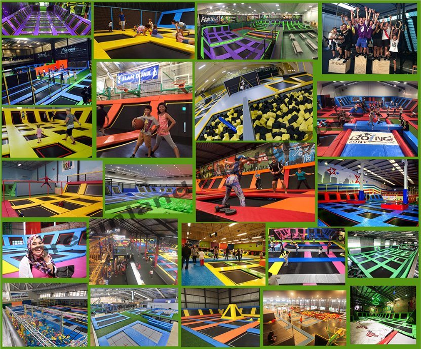 Rectangular Custom Amusement Park Indoor Jumping Trampoline with Foam Pit