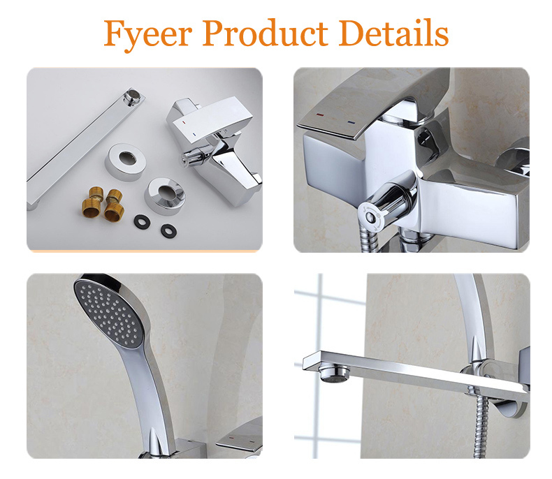 Fyeer Long Spout Bathroom Bath and Shower Faucet Mixer