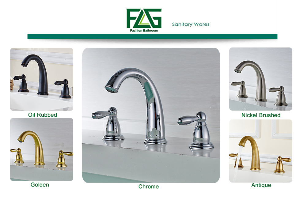 Basin Faucet Chrome Faucets Dual Holder Three-Hole Cold & Hot