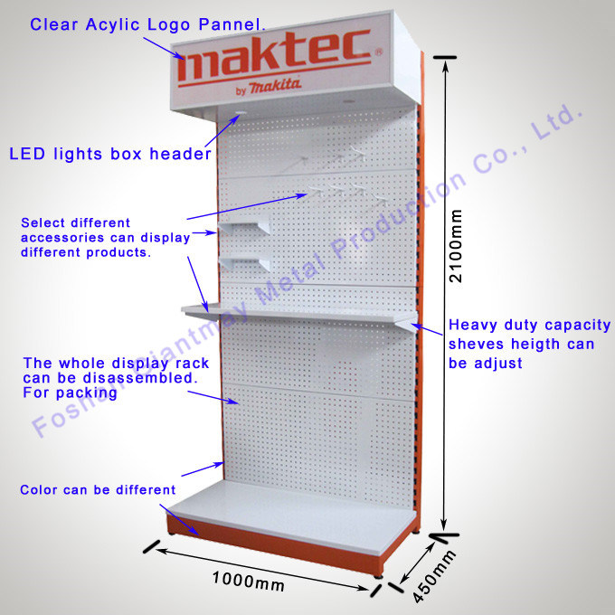 Retail Shelves Exhibotion LCD Light Box Pegboard Display Shelving with Lights