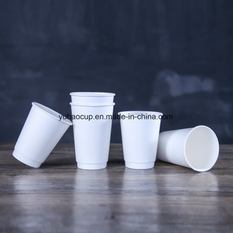 Hot Coffee Disposable Double Wall Paper Cup with Lid