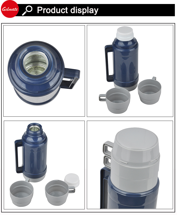 1.0/1.8L Double Walls Vacuum Plastic Body (with 2 cups) Flask