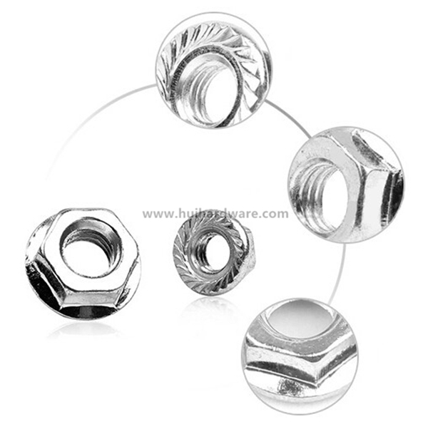 White Zinc Plated Hex Flange Head Nuts