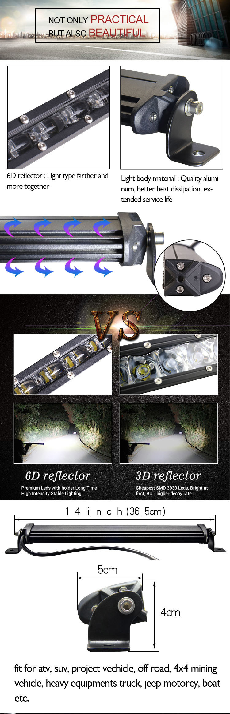 Wholesale LED Light Bar Waterproof Jeep Offroad Super Slim Single Row 6D 90W 20inch LED Light Bar for Truck