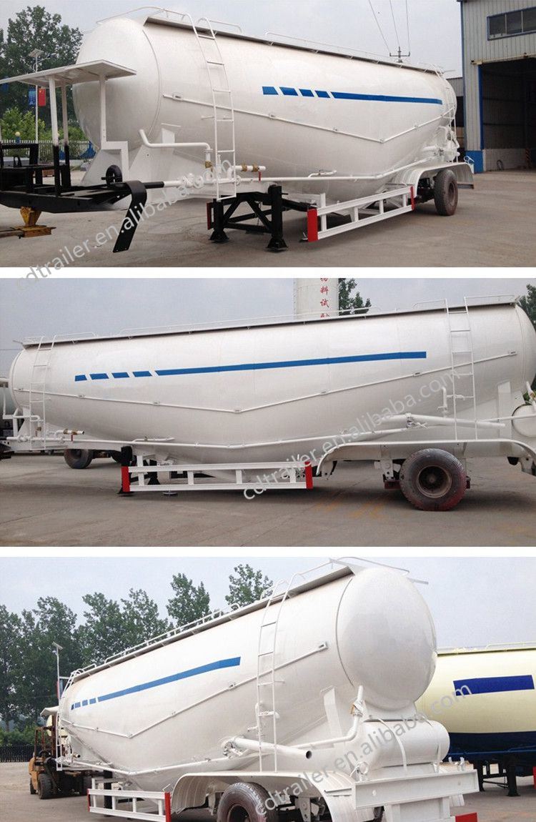 3axles 60t Engine Compressor Powder Bulk Cement Tank Semi Trailer