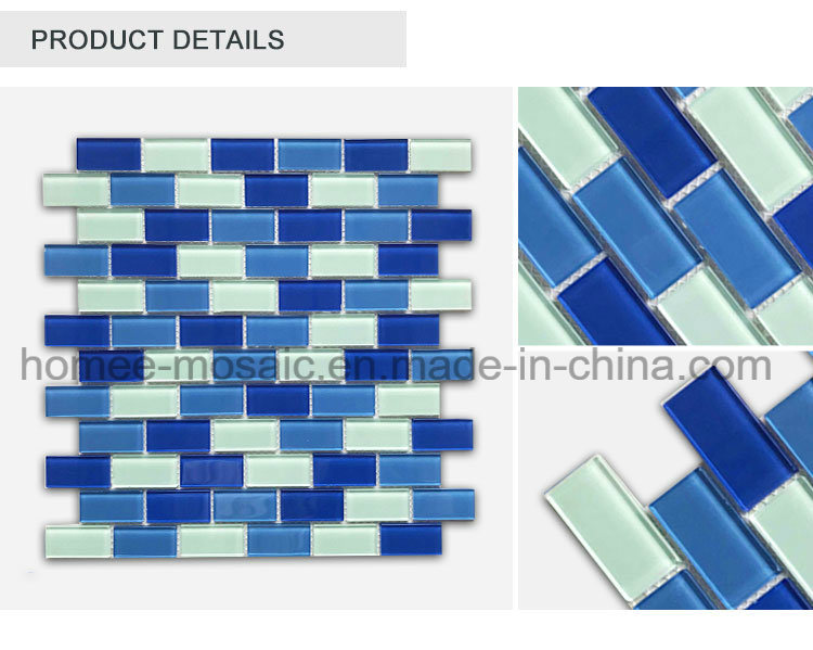 Glossy Sea Glass Non-Slip Blue Color Swimming Pool Mosaic Tiles