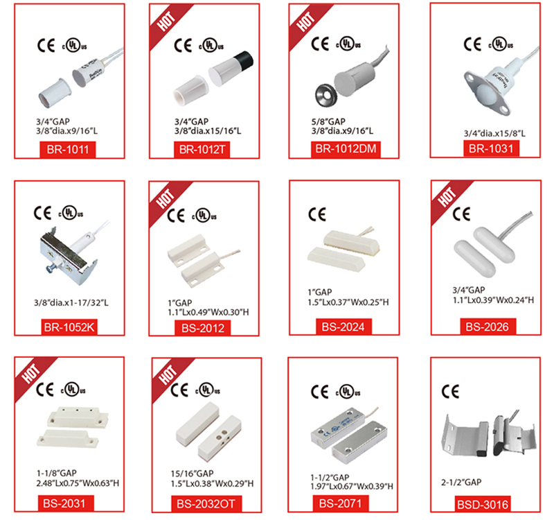 UL Approved Surface Mounted Magnetic Contact Reed Switches Easy Replacement Nc No Spdt ABS Plastic Oki Reed Switch Manufacturer BS-2025