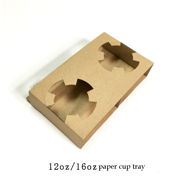 Customized Two Cups Disposable Paper Coffee Cup Tray Packing Holder