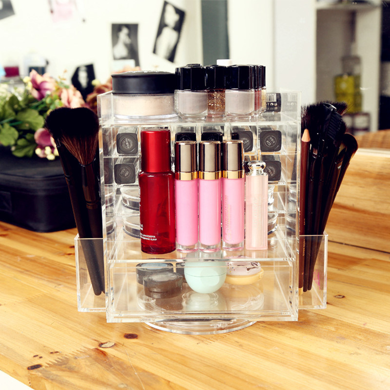 Acrylic Rotating Tower Lipstick Lip Gloss Holder Organizer Storage
