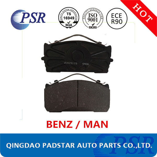 Wva29115 Manufacturer and Wholesaler of Disc Truck Brake Pad for Mercedes-Benz/Man with Semi-Metallic Formula