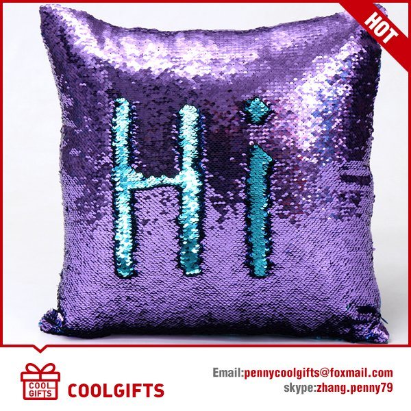 2017 Hot Sell Embroidered Sequin Pillowcase, Color Changing Sofa Pillow