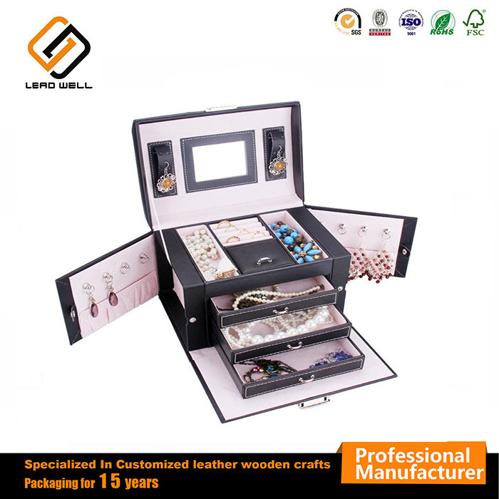 Jewelry Box Lockable Makeup Storage Case Wholesale Leather Box