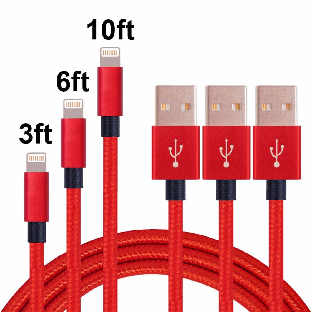 Nylon Braided 8 Pin Lightning Cable USB Charging Cord with Aluminum Connector for iPhone