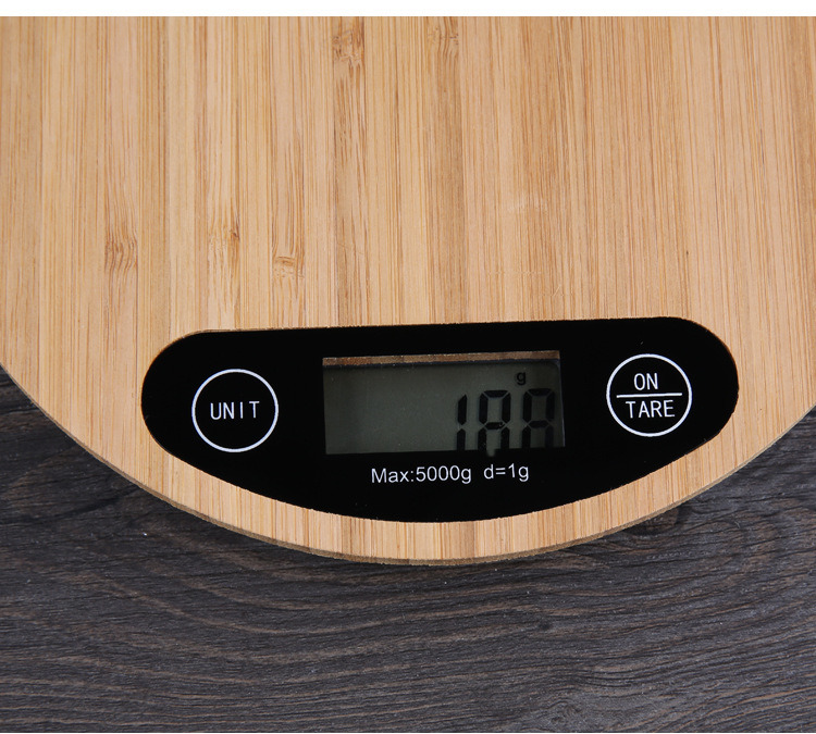 Bamboo Platform Electric Kitchen Weighing Food Scale 5kg/11lbs