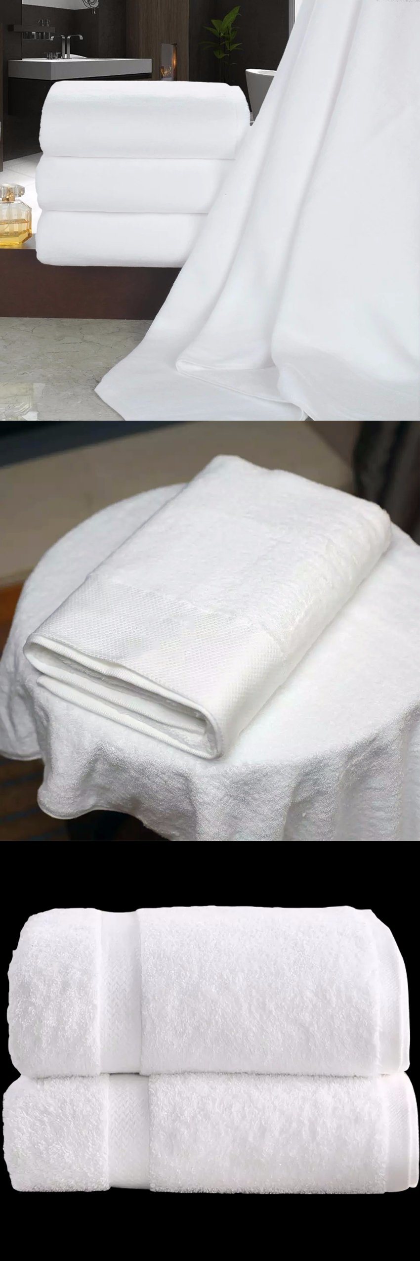 Hotel Textile 100% Cotton Plain White Bath Towel (JRC024)