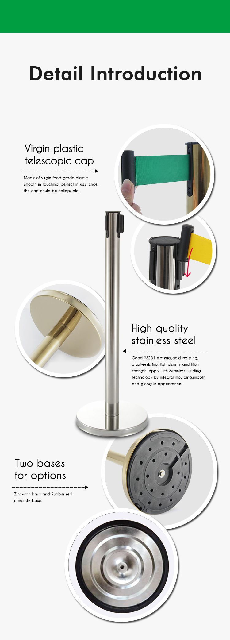Metal Stanchion Posts Crowd Control Barriers Queue Post