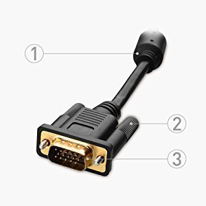 Gold Plated VGA Monitor Comminication Cable with Ferrites 6 Feet, Bare Copper