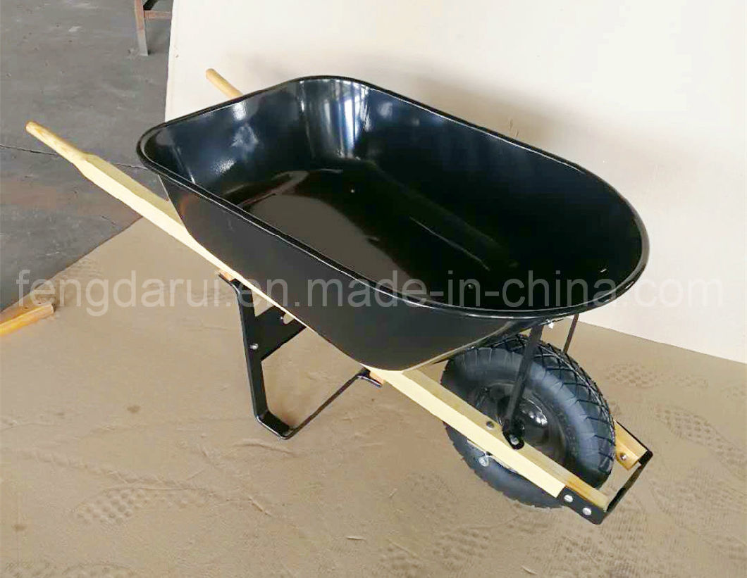 Wb6605 Square Wooden Handle Wheel Barrow for North American Architecture