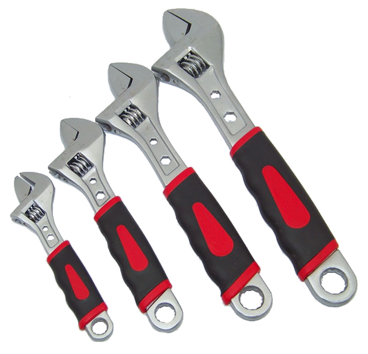 Metric Chrome Vanadium Steel Satin Chrome Plated Adjustable Wrench