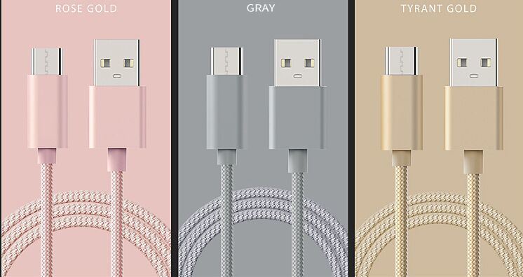 Nylon Braiding Al-Alloy Sheel 5V 2.1A Micro USB Data Cable