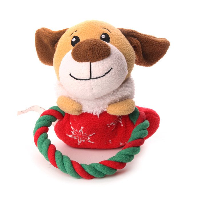 Christmas Dog Products Flocked Rope Animal Pet Plush Toys