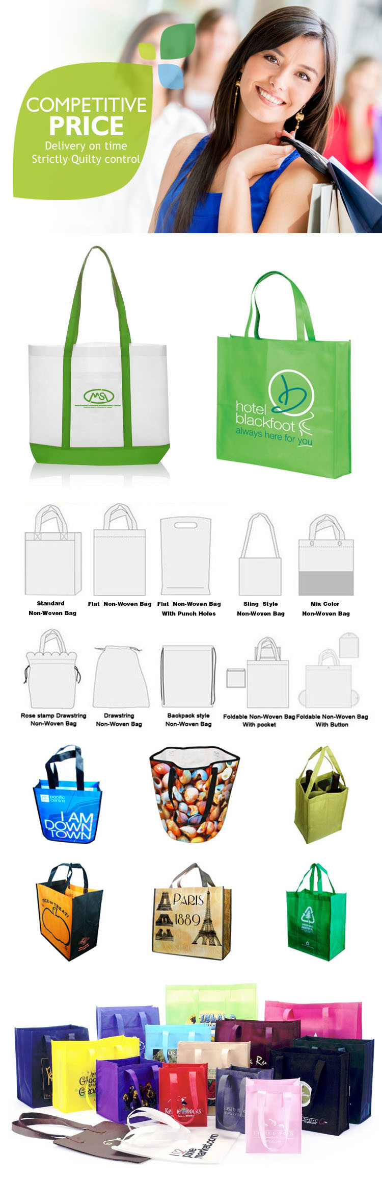 Quality Custom Non-Woven Market Tote Bag for Promotion Gift