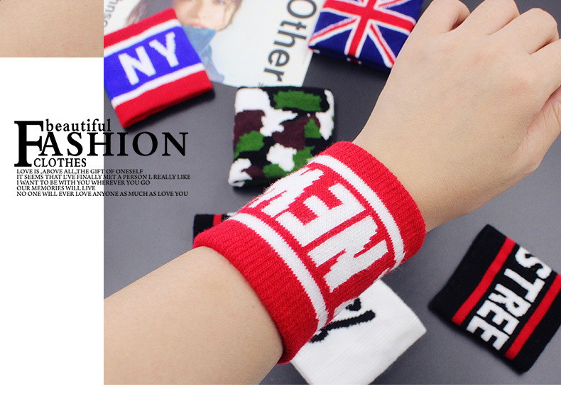 Hot Sale Blue Elastic Sport Wristband with Jacquard Letter (YH-SW096)