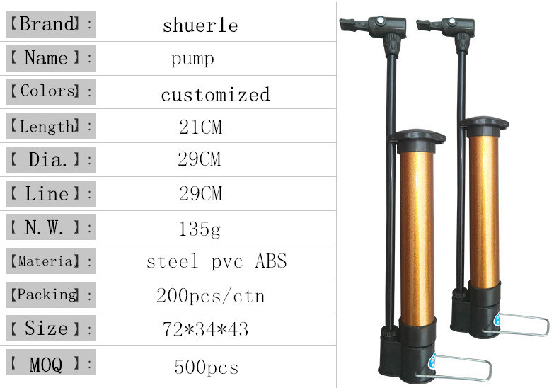 Good Quality Bicycle Pump with Air-Pressure Gauge / Easy to Carriage Mini Bike Pump / Fashion Pump Wholesale