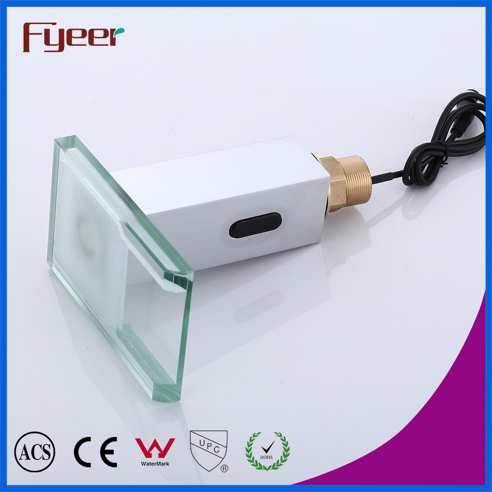 Fyeer Glass Spout Waterfall Automatic Sensor Faucet with LED Light